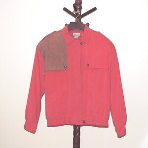 Izod Club Hot Pink Corduroy Moto Jacket Suede Shoulder Storm Flap